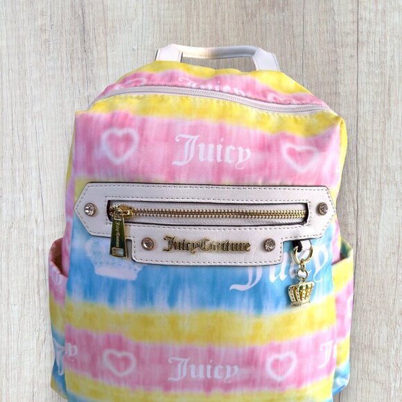 Juicy Couture Y2K Rainbow Tie Dye Mini Backpack Pastel Crown Hearts Coquette Bag main image 7